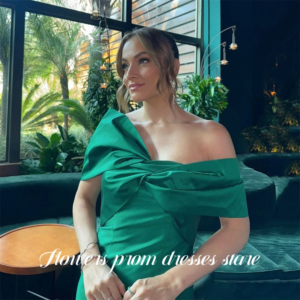 Smaragdgrünes Abendkleid mit Blumen, formelles Kleid mit Rüschen, schulterfreie Nachtkleider, Meerjungfrau-Abschlussballkleider von Embra Muhliq Op maat