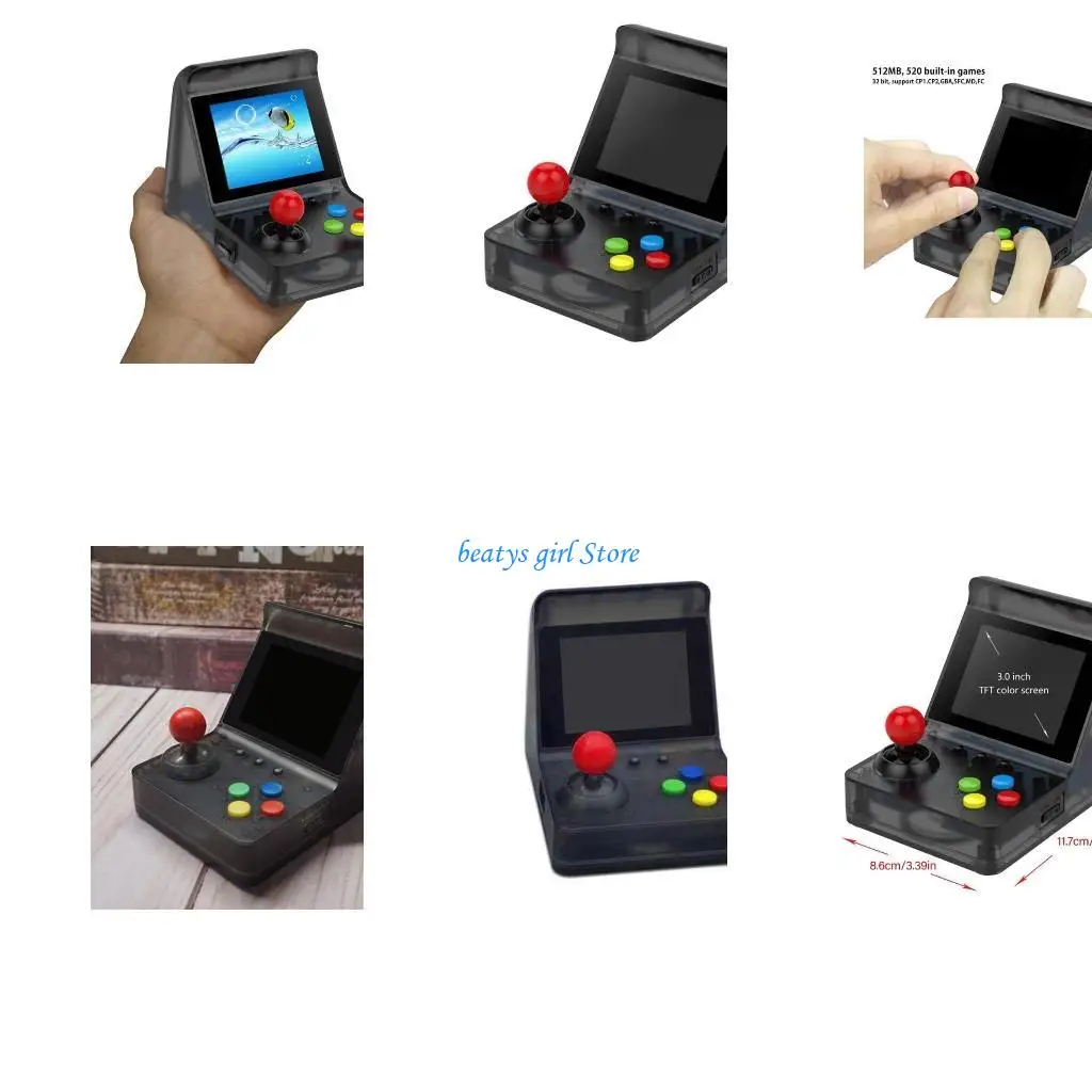

C7AB Аркадная игровая консоль 3-дюймовый дисплей 32 бит с 520 портативными ретро-играми