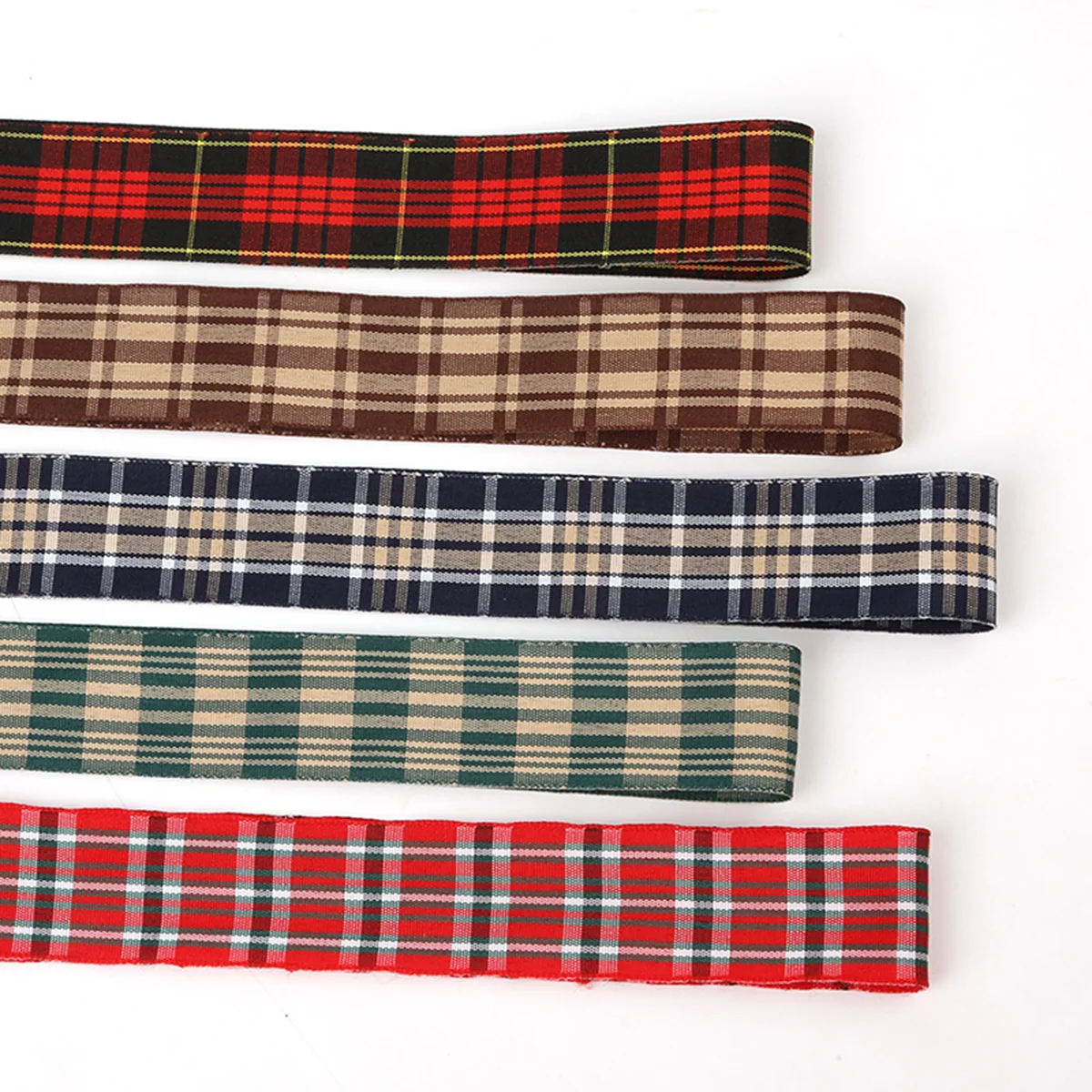 5Yards/Bag 2.5cm Multiple Options Scottish Plaid Grid Printed Ribbon for DIY Home Decoration Gift Wrapping Christmas Ribbons