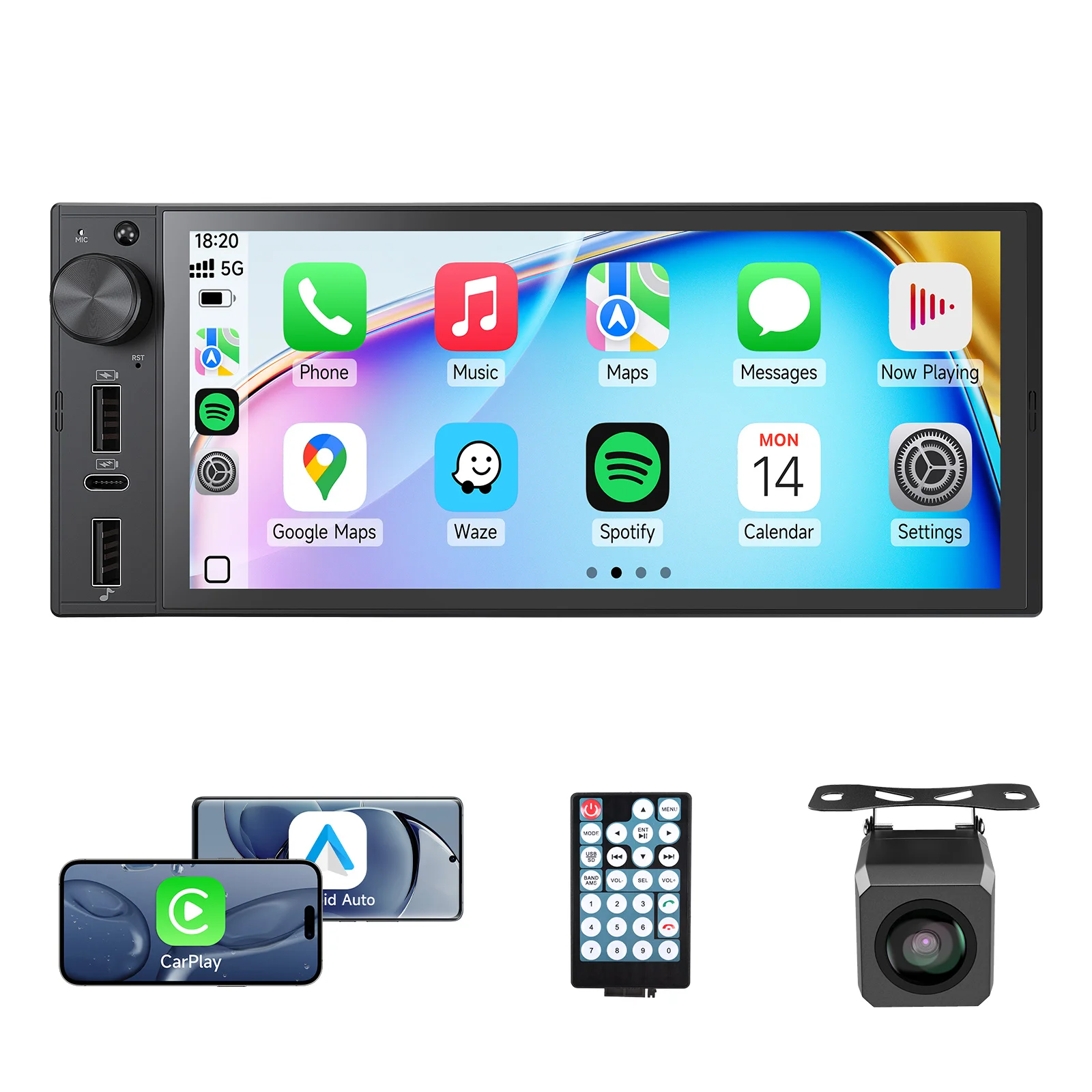 

JIUYIN 1Din IPS 6 Inch Wireless Carplay Android Auto Car Radio Multimedia Video MP5 Player Touch Screen Universal Radio Stereo