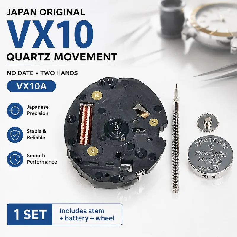 VX10 VX10A Quartz Watch Movement, No Date Two‑Hands Electronic Movement Watch Repair Replacement Parts