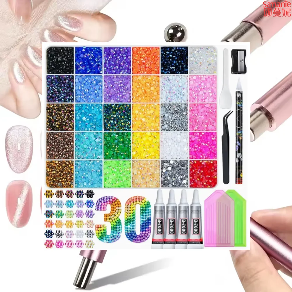 24/28/40/31/48Grid 3mm Mixed Color Resin Drill AB Rhinesto Set Flatback Nail Drill For Phone Clothing DIY Decoration Nail Crafts
