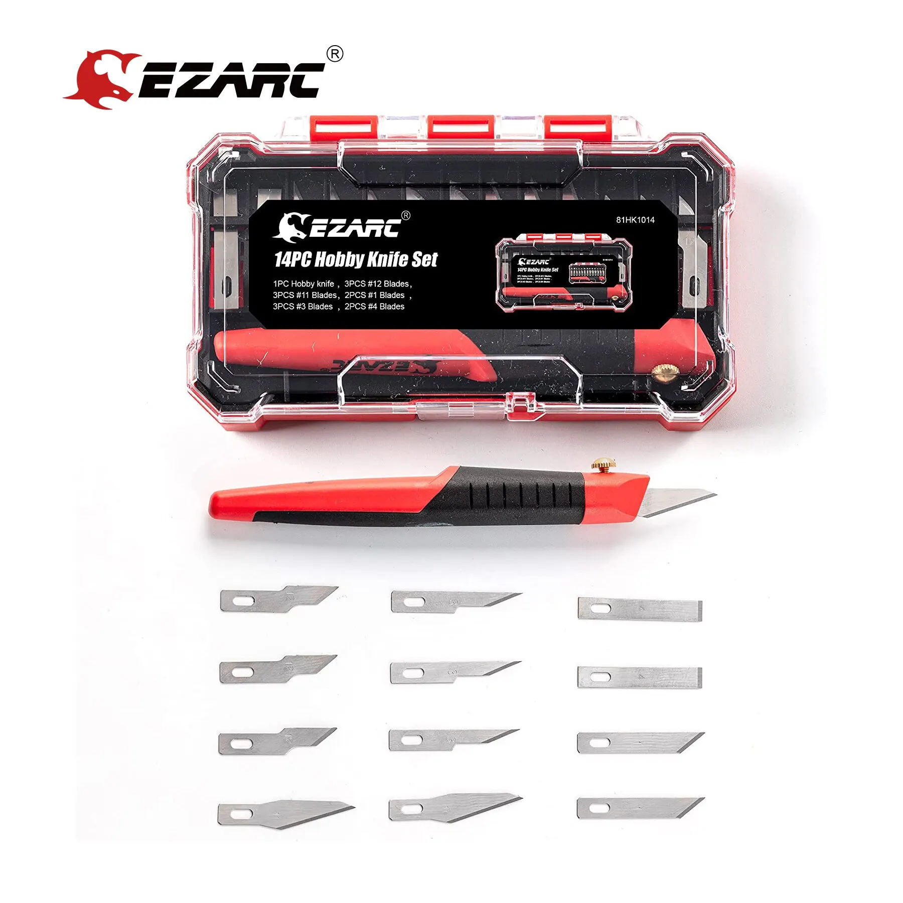 EZARC Precision Utility Knife Set Craft Hobby Knife 13pcs Refill Carving Art Modeling Scrapbooking Sculpture Trimming