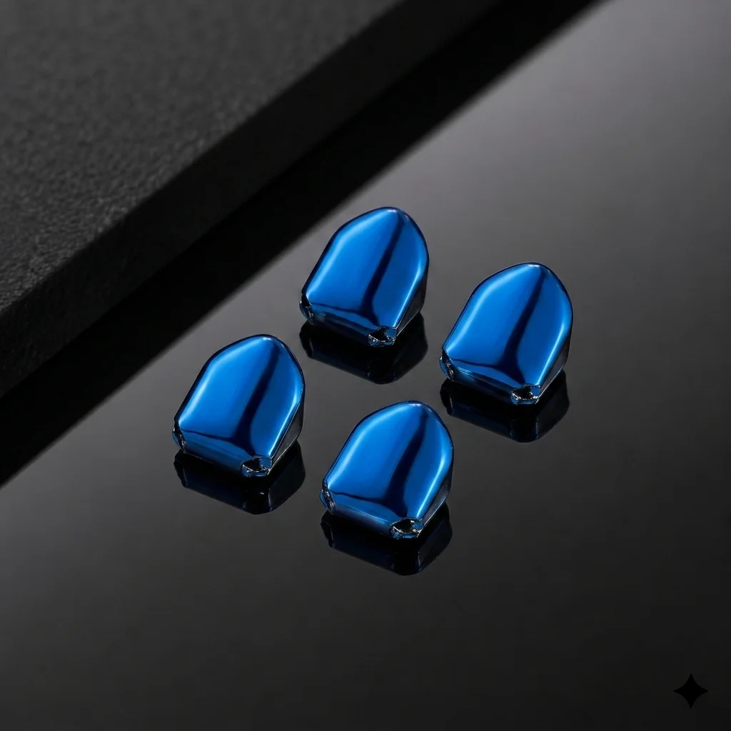 TOPGRILLZ HipHop Blue Color  Single Tooth Top Bottom Dental Grill Teeth Caps For Cosplay Halloween Gifts Women Men