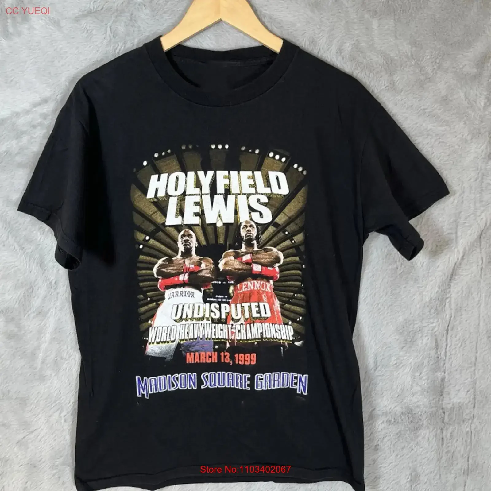 Camiseta de la pelea de peso pesado Evander Holyfield vs Lennox Lewis, unisex, vintage, lavada, cómoda, elegante, ropa de diseñador