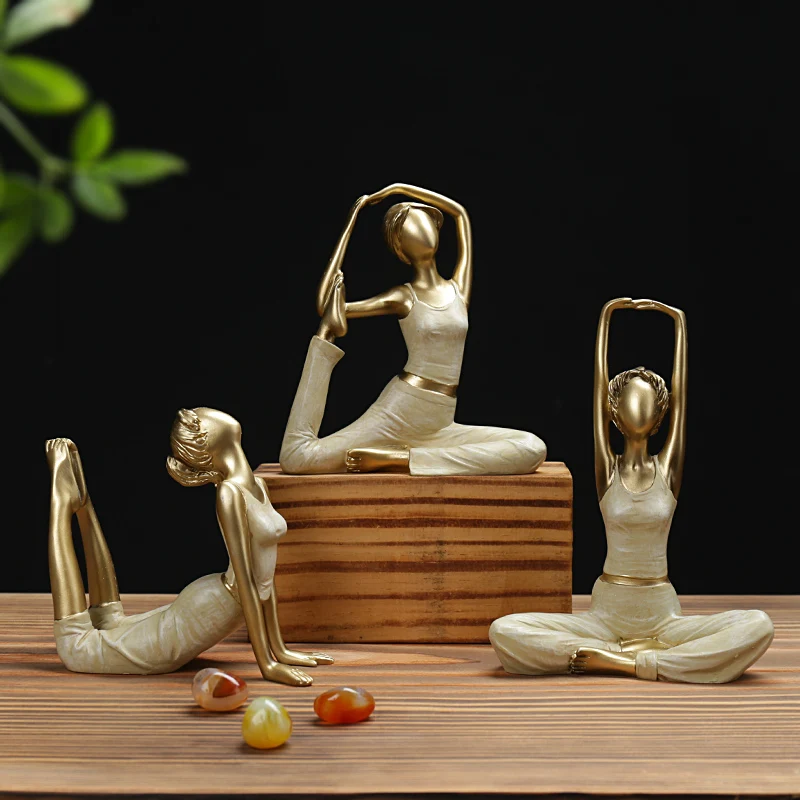 Yoga Figure Resin Ornaments Simple Modern Home Decoration Crafts Set Coffee Shop Living Room Wine Cabinet 3-piece Gift