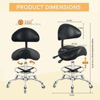 Hydraulic Rolling Swivel Adjustable Stool Chair for Salon Spa Beauty Massage Dental Clinic Home Office Use(Black)