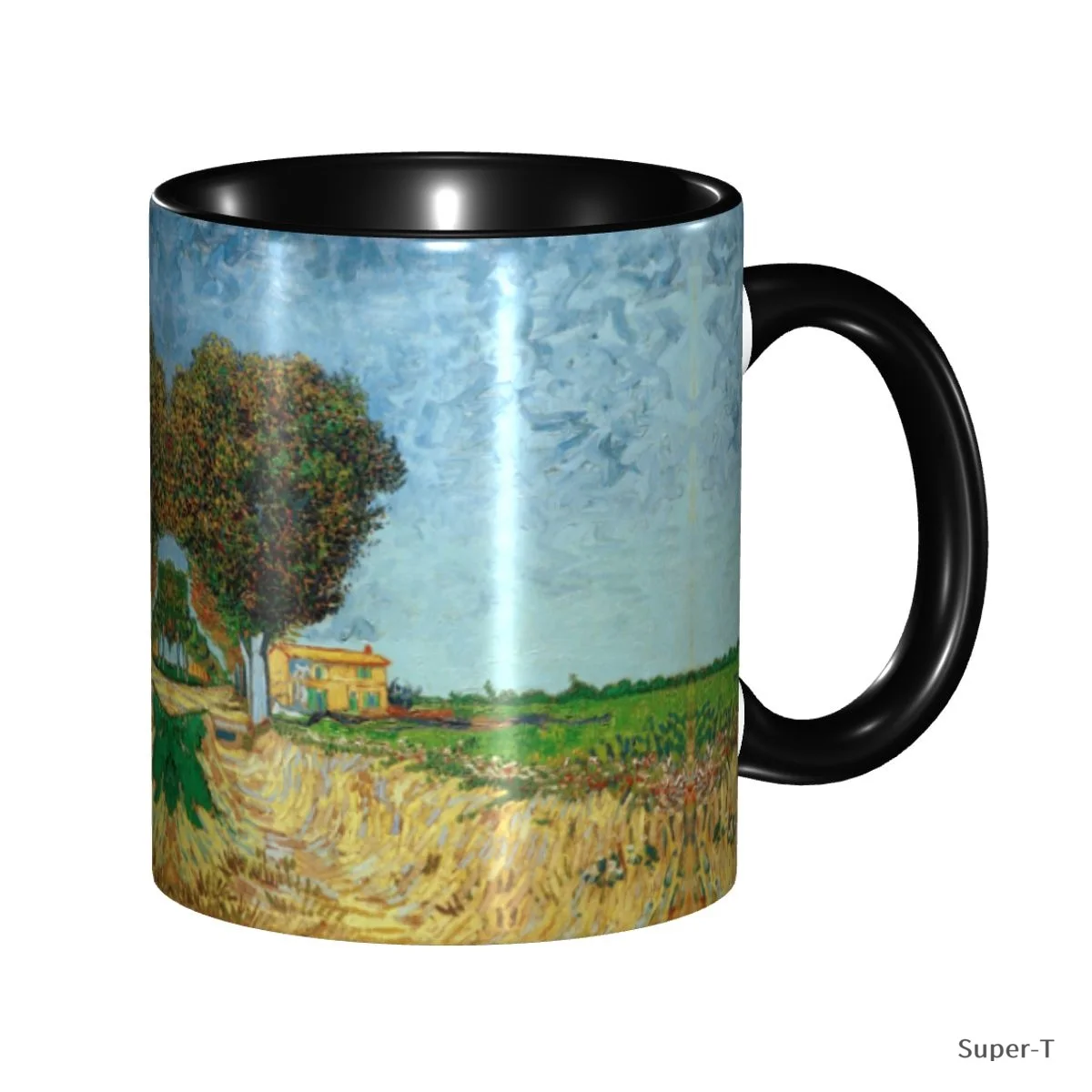 Van gogh uma pista perto de arles criativo cerâmica caneca de café paisagem pintura a óleo estilo chá leite copo café da manhã