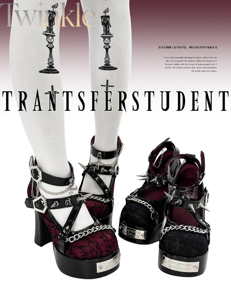 Gothic Punk High Heels Women Round Toe Platform Pumps Subculture Alt Fashion Original Design Mary Jane Chunky Shoes
