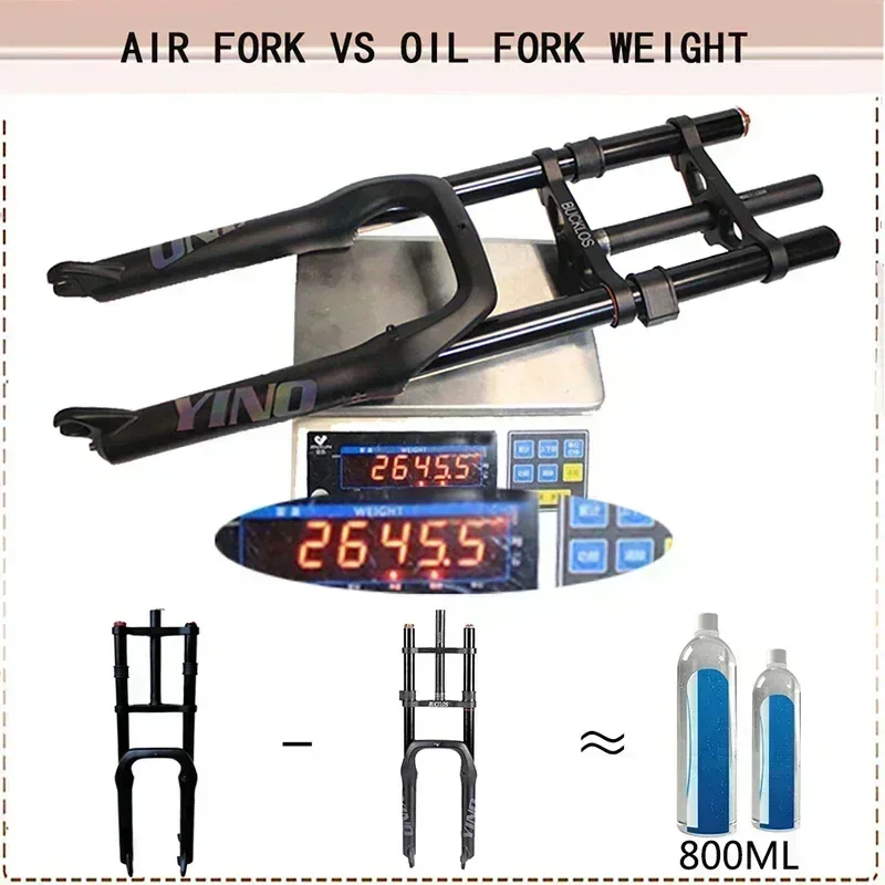 BUCKLOS 20*4.0 Vet Fiets Luchtvork Enkele/Dubbele Schouder 20 inch Verende Vork Schijfrem 9*135mm Sneeuw Voorvork Fietsonderdelen