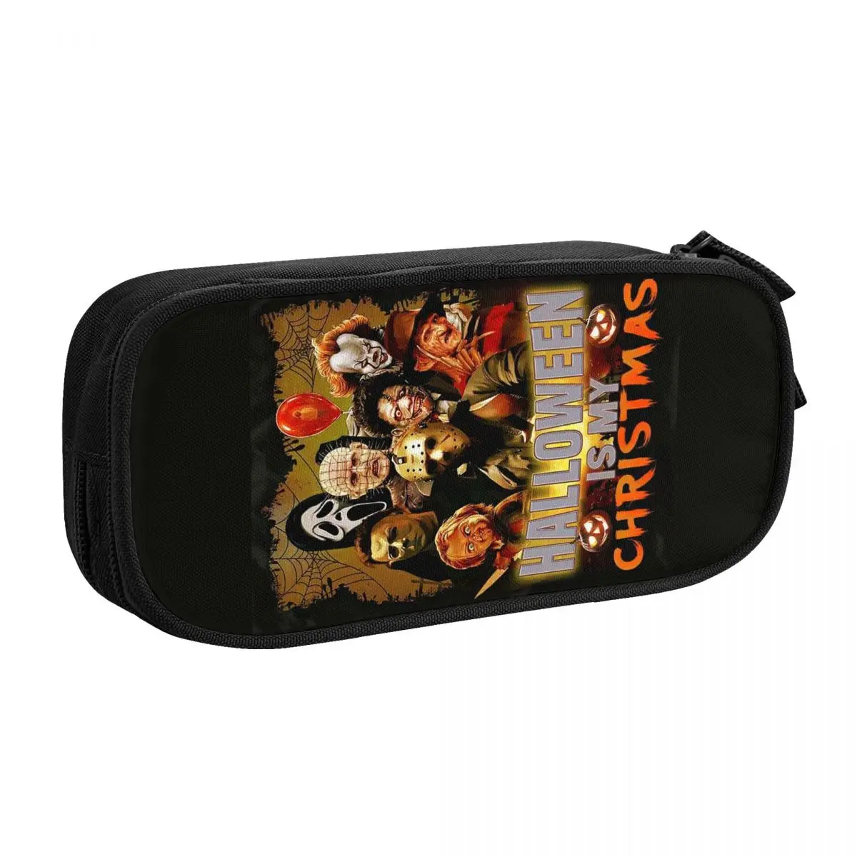 Custom Halloween Horror Movie Character Pencil Cases for Boy Girl Large Storage Pen Bag Box School Supplies