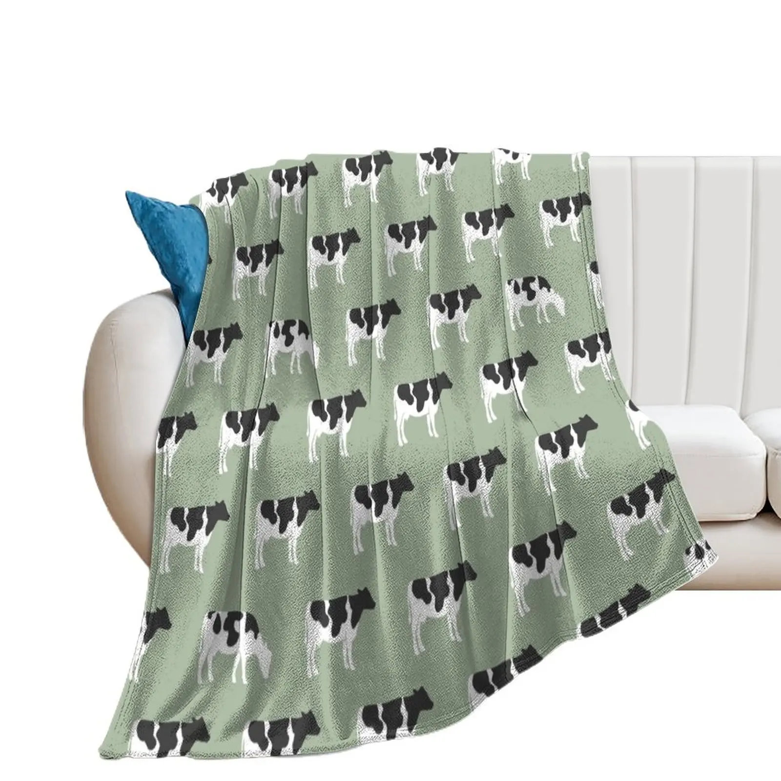 

Cows - farm - dairy cows on sage Throw Blanket Bed linens wednesday Blankets