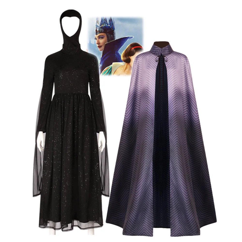 

Злой косплей королева плащ платье маска фильм принцесса ролевая игра черный костюм головные уборы наряды Хэллоуин вечерние костюм женский