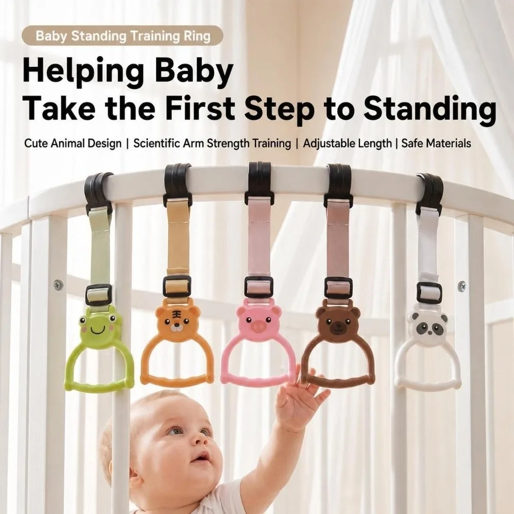 New Cartoon Pull Up Rings Dangling Portable Walking Assistance Rings Durable Toddler Stand Up Rings Toddler
