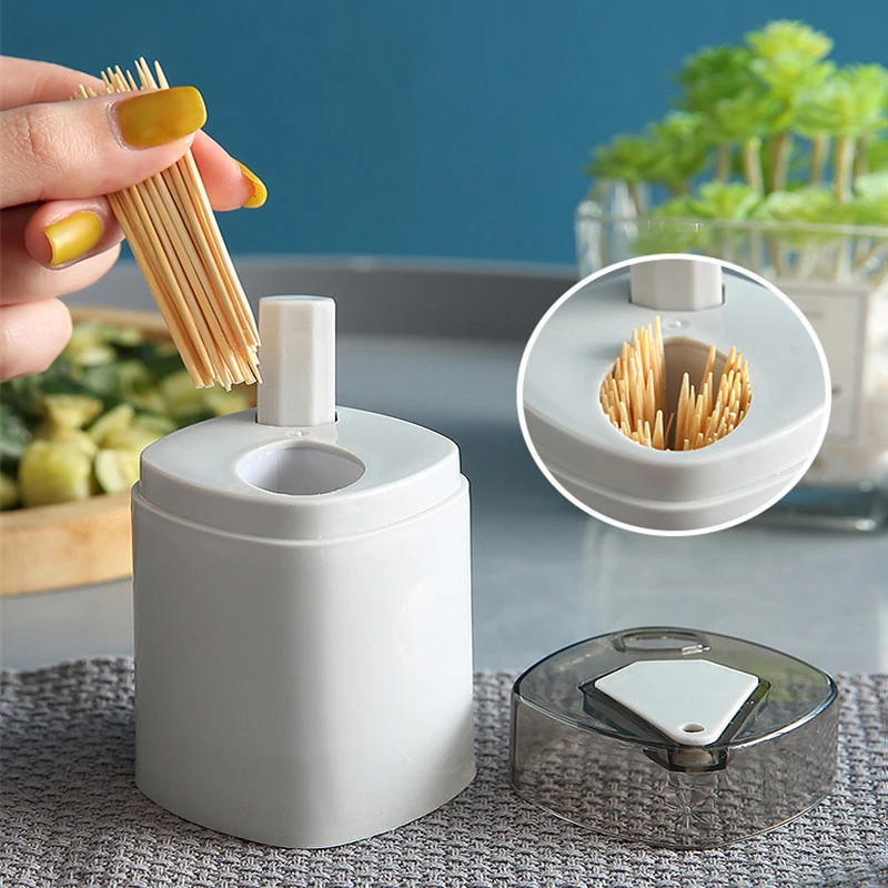 Household Creative Automatic Pops Up Toothpick Box Dispenser Home Living Room Dining Room Toothpick Storage Boxes Holder