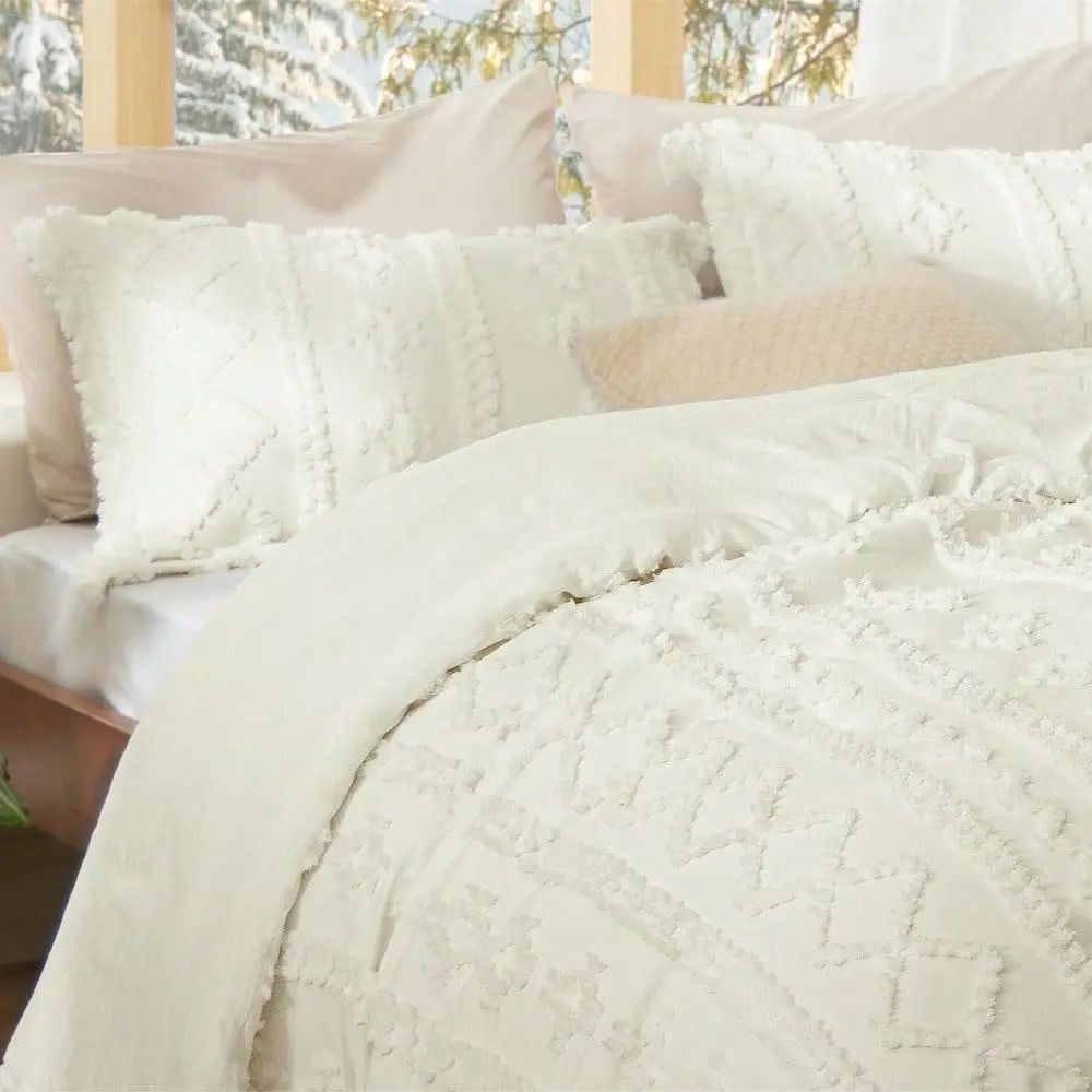 

Summer Vacation Bedding Set Holiday Essentials, Tufted Boho Comforter Set, GentleSoft 3 Pieces Farmhouse Shabby Chic Embroidery