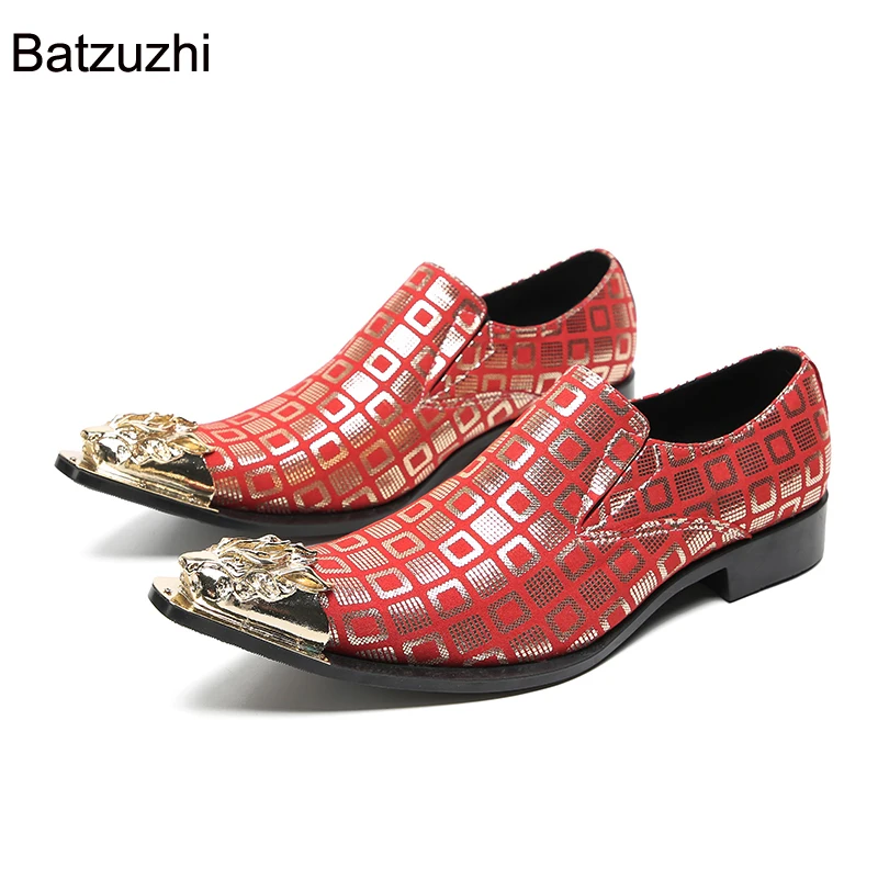 

Batzuzhi Italian Type Men's Shoes Slip on Leather Dress Shoes Men Red Formal Business/Party/Wedding Shoes Men, Big Size US6-12