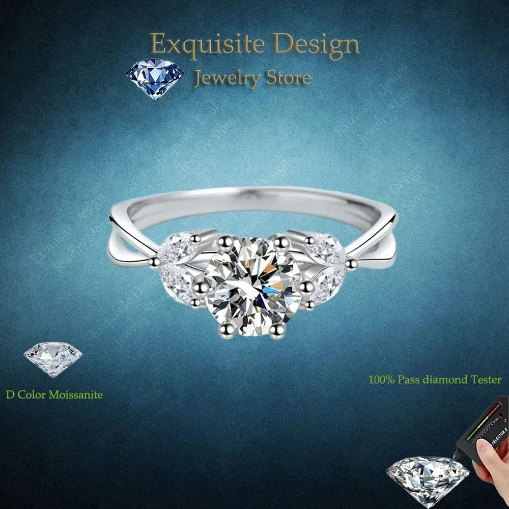 

Luxury Platinum PT950 Rings Women Wedding Band Birthday Gift 1Carat Moissanite Diamond VVS1 D Color Girl Engagement Fine Jewelry