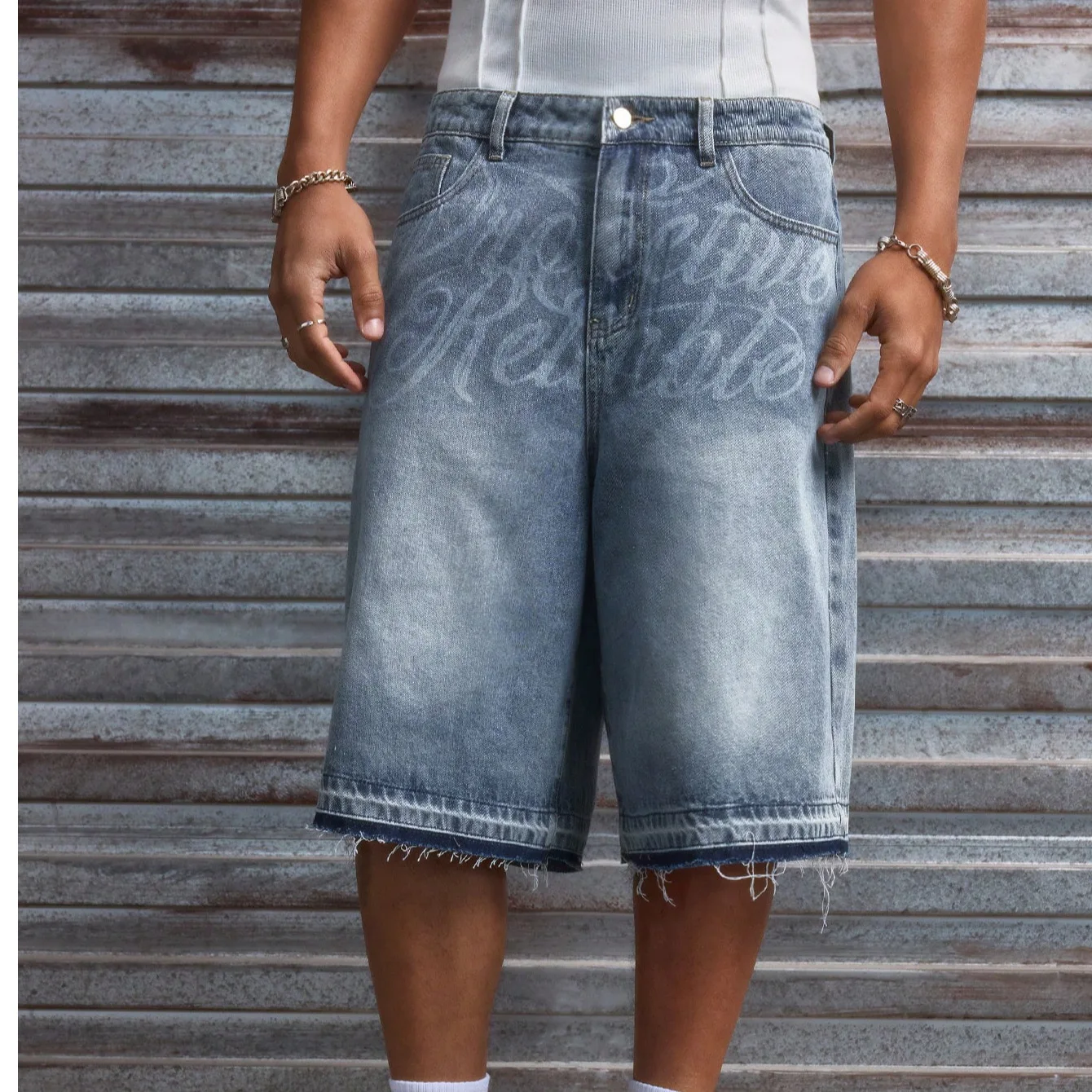 

Men's Casual Printed Mid Waist Denim Shorts Summer Fashion Beach Short Pants