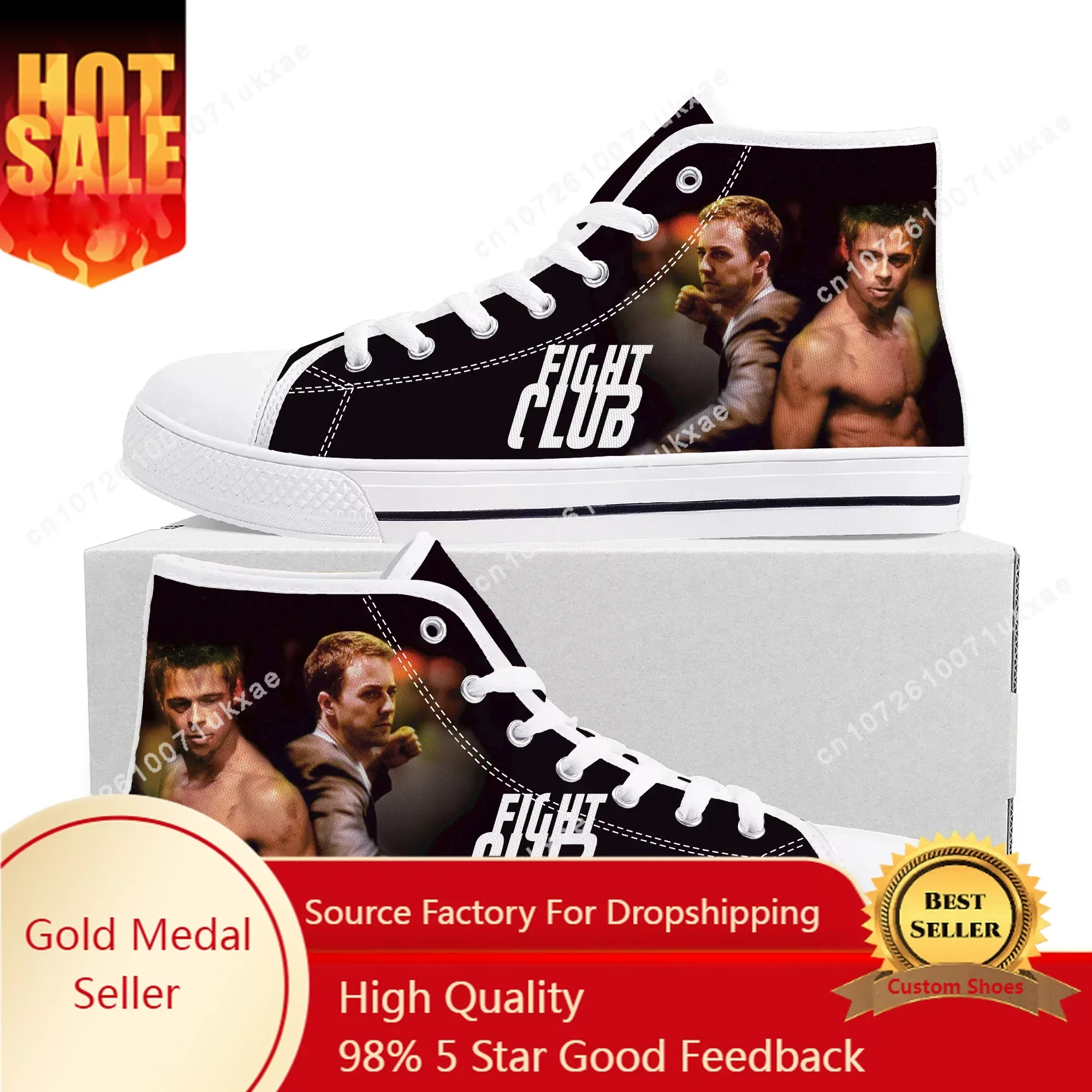 

Fight Club Brad Pitt movie High Top Sneakers Mens Womens Teenager Canvas Sneaker Casual Custom Made Shoes Customize DIY Shoe