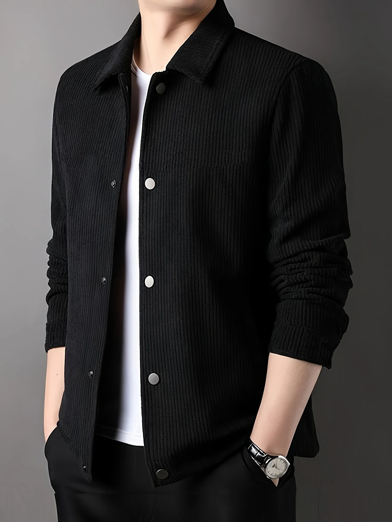

Men's New Corduroy Jacket with Lapel, Casual Workwear Cardigan for Autumn and Winter, Korean Trend Style