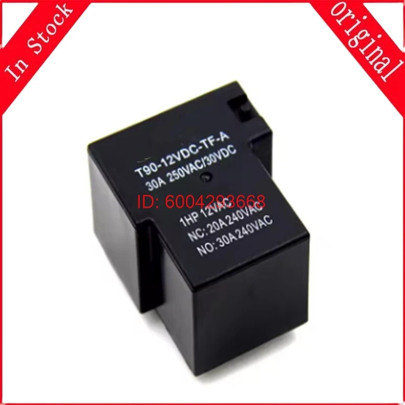 2PCS T90-12VDC-TF-A DC12V 30A 5 Terminal SPDT NO High Quality Mini Power Coil Electromagnetic Relay