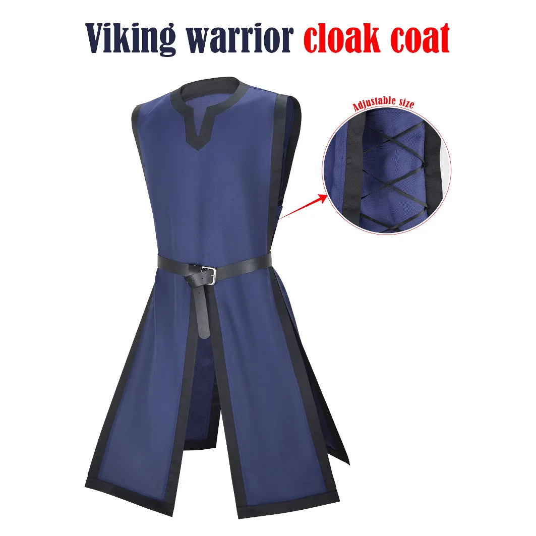 

Medieval Tunic Viking Norman Warriors Costume Men's Larp Tabard Outfit Long Shirt Tops Sleeveless Vest Coat Halloween For Adult