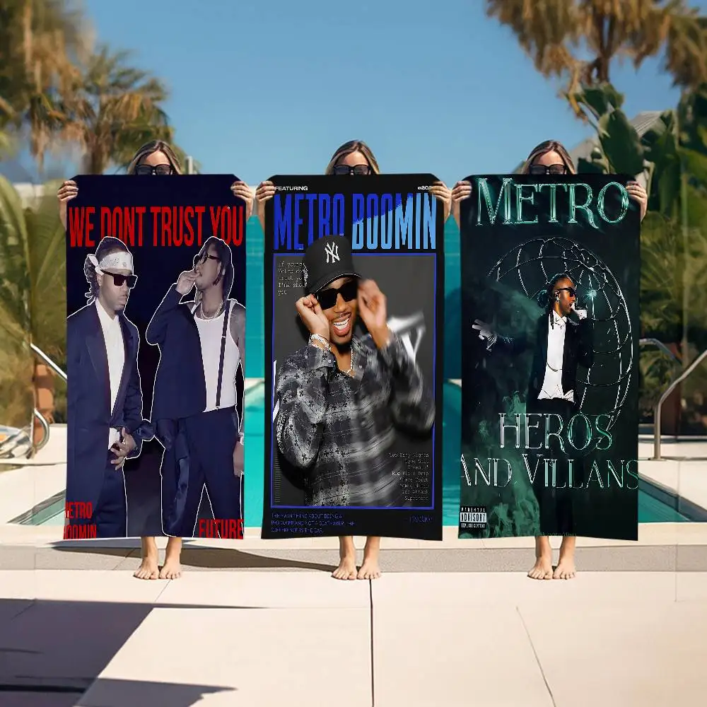 Popular Hip-Hop M-Metro B-Boomin Microfiber Blanket Quick Drying Beach Towels Oversized Printing Super Absorbent Pool Towel