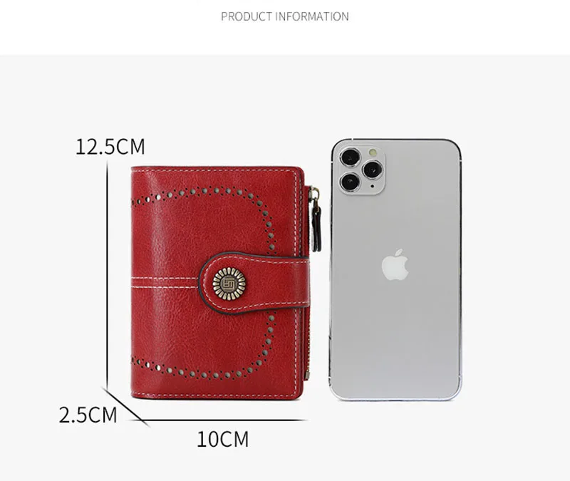 Neue Kurze RFID-Damenbrieftaschen mit Namensgravur, Reißverschluss, Münzfach, Hochwertiger Kartenhalter, Damen-Geldbörse – Detail 7