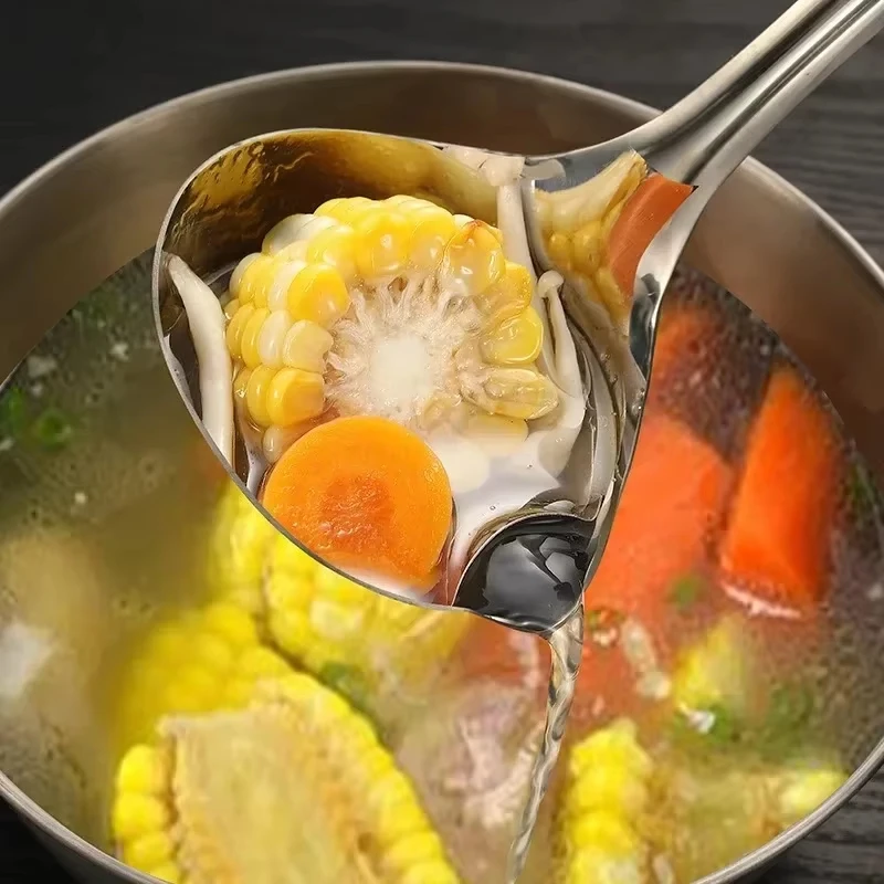 Stainless steel soup spoon, kitchen soup oil, soup fat separator spoon, skim spoon, soup filter spoon