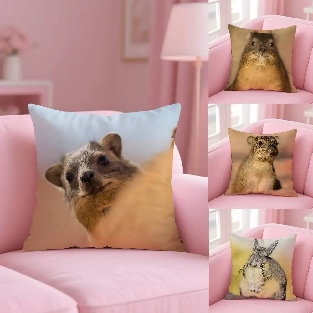Kwaii Anime Rock Hyrax Animal Pillow Case Custom Printed Brushed Fleece Pillow, Baby Skin-Touch, Eco-Friendly Dye-Sublimation Cu
