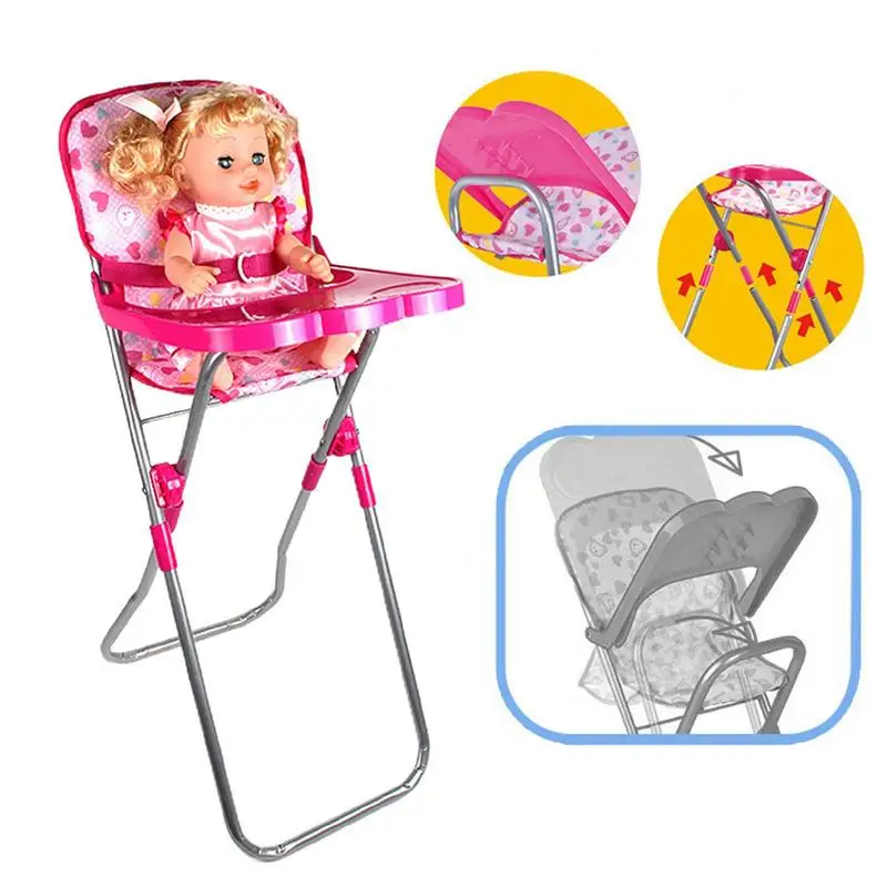 Juego de simulación de cochecito de bebé rosa, juguetes de juego de rol para guardería, muebles de casa de muñecas, carrito de cuna de muñecas