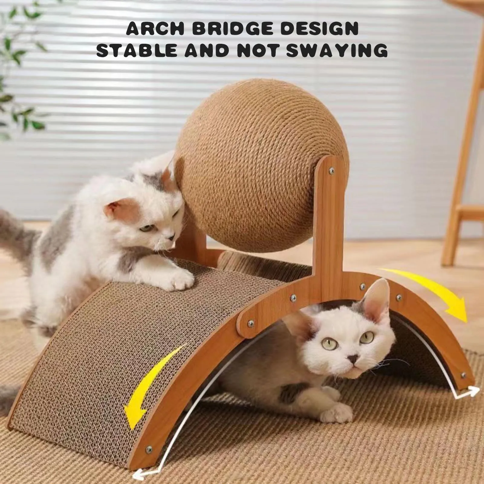 Natural Sisal Cat Scratching Board High-Density Textures with Ball Vertical Ferris Wheel Design Suitable for Intimate Companion