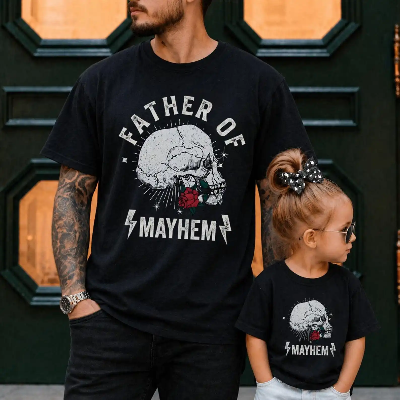 Father Of Mayhem T-Shirt, Dad And Matching Kids,   Expectant Father, Edgy Dad TShirt