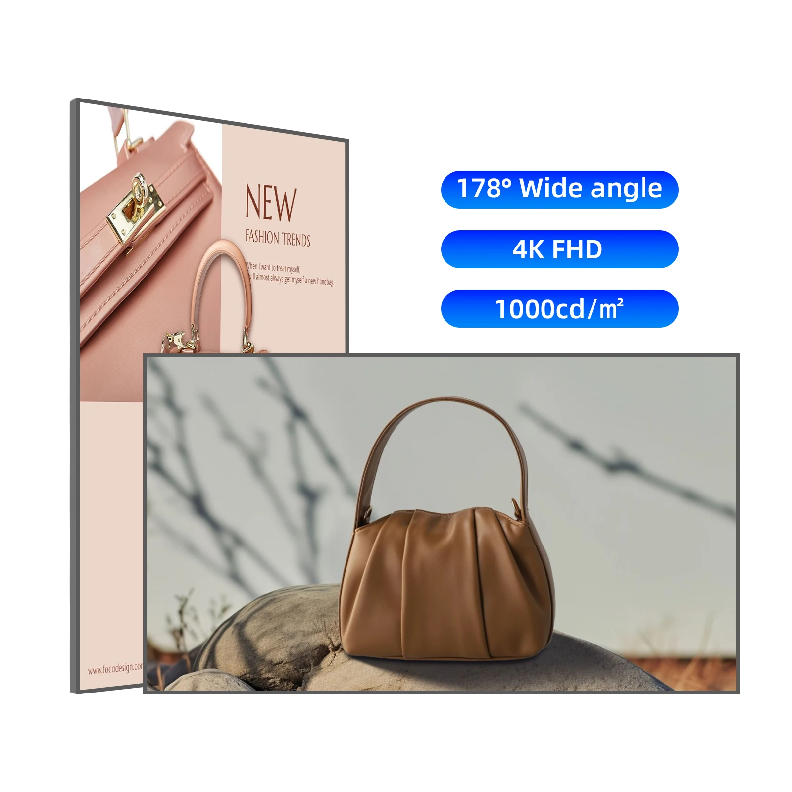 43 Inch 1500nits High Brightness LCD Digital Menu Board Wall-Mounted Advertising Display Screen for Indoor Fast Shopping Malls