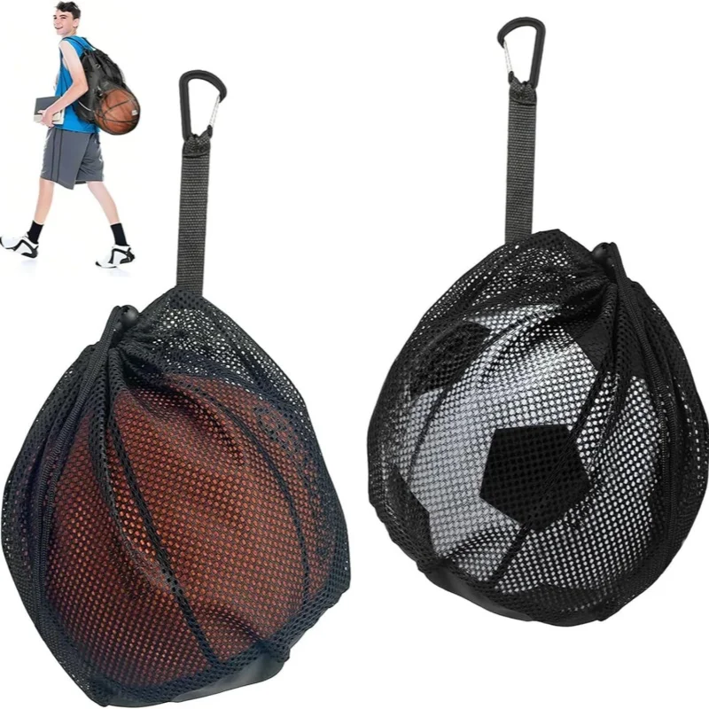 Portable Drawstring Basketball Mesh Bag Football Volleyball Ball Storage Bag Outdoor Sports Training Game Travel Toy Net Bag
