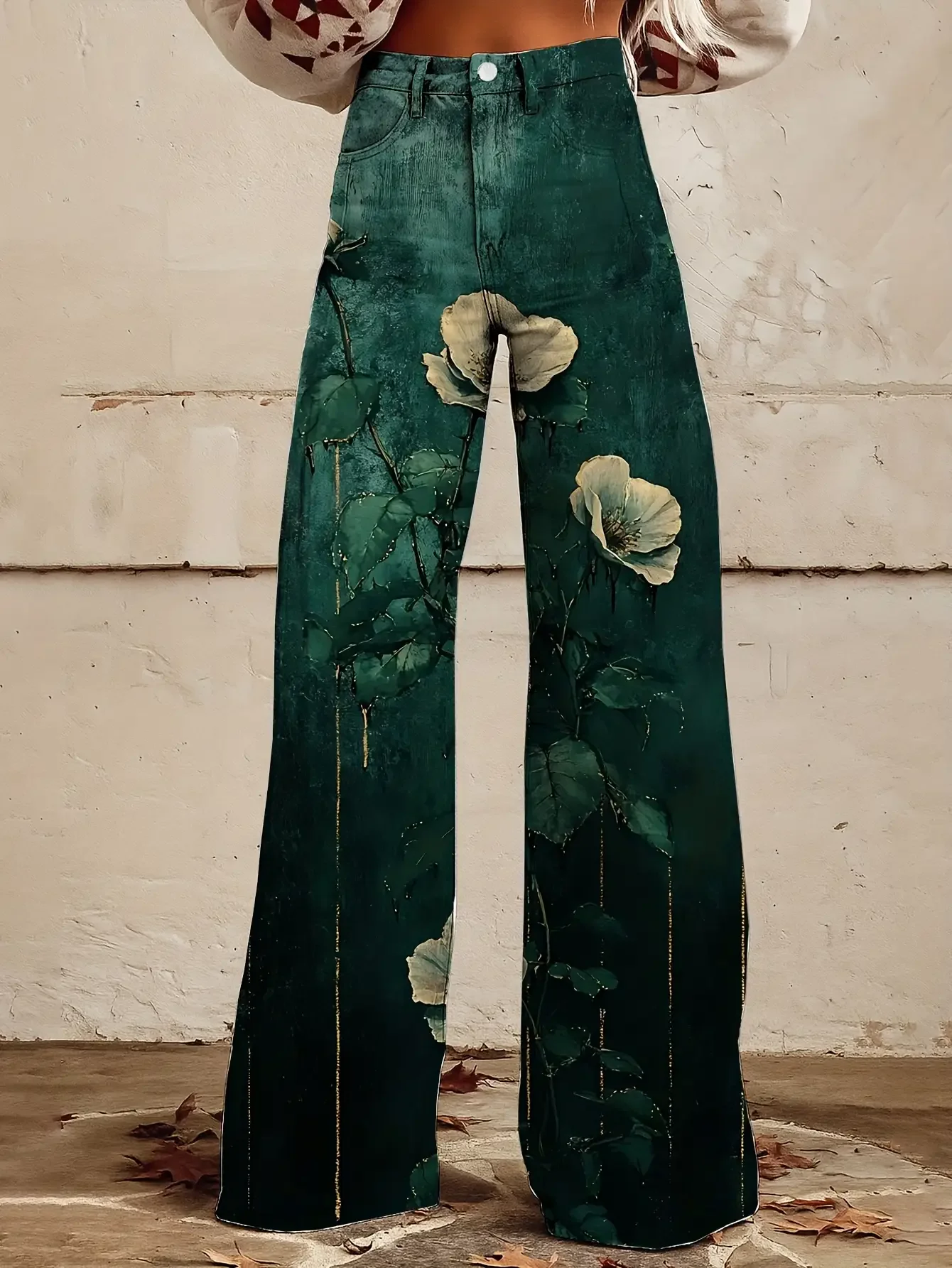 European and American trade plus size women's casual pants thin imitation jeans wide leg pants