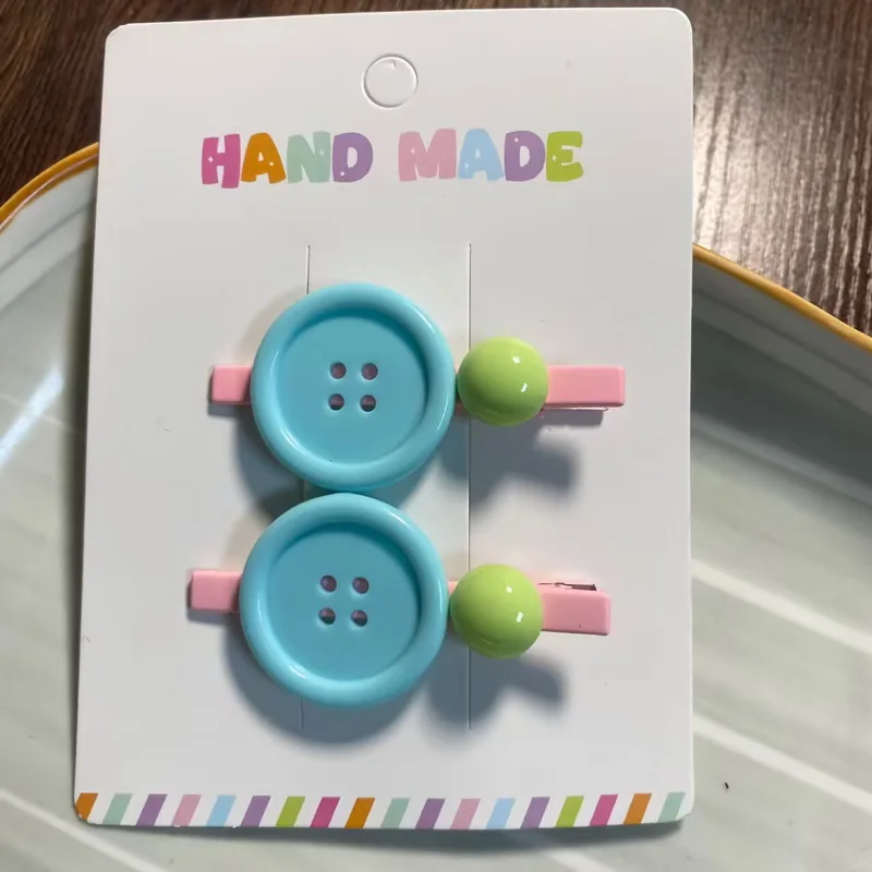 2 Stück/Set neue süße Knopf Haarnadeln für Baby Mädchen Süßigkeiten Farbe Pony Clip haarspangen mädchen haarklammer Haarschmuck – Detail 7
