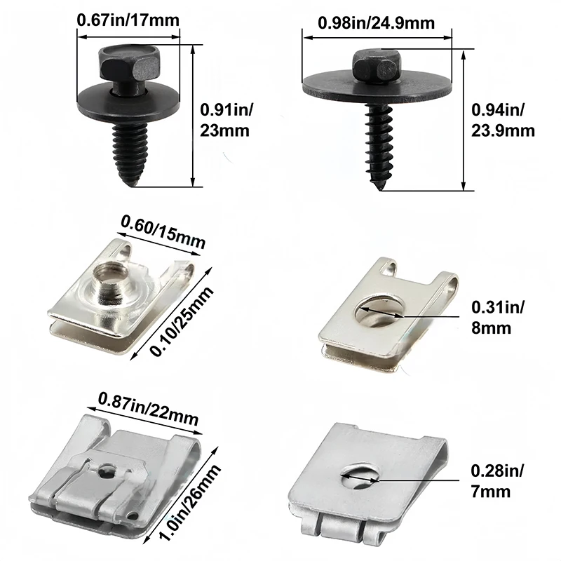 24pcs Car Engine Undertray Clip Screw Under Cover Rivets For Mercedes-Benz E-Class 2017-2023 W213 A0049943145 Car Fastener Clip