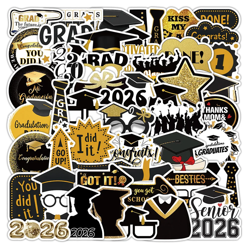 

10/50PCS 2026 Graduation Season Graffiti Stickers Cartoon DIY Toys Secret for Bottle Scrapbook Travel Bag Aesthetic Decals