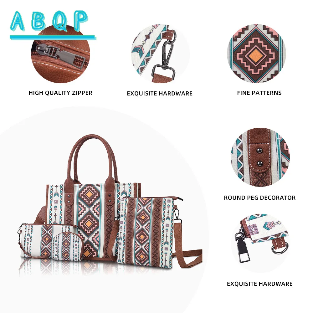 Shoulder Bag Purse Tote Bags Crossbody Mother and Child Bag 4pcs Set Bohemian Style Portable Large Capacity Multi-Color