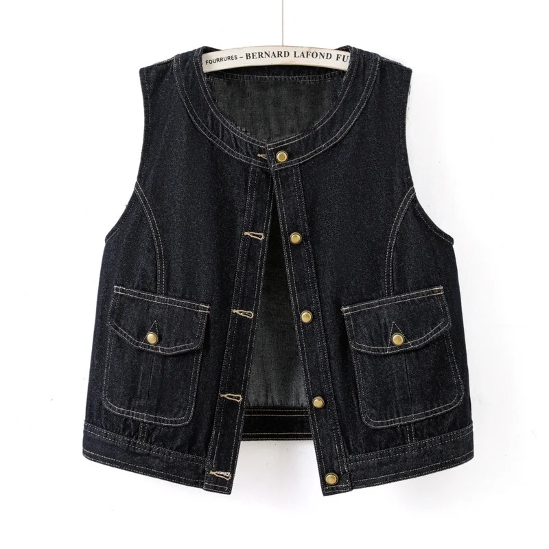 Retro Denim Vest Women's Vests 2026 Spring Autumn New Fashion Loose Sleeveless Stacked Vest Coat Woman Jeans Jacket Top