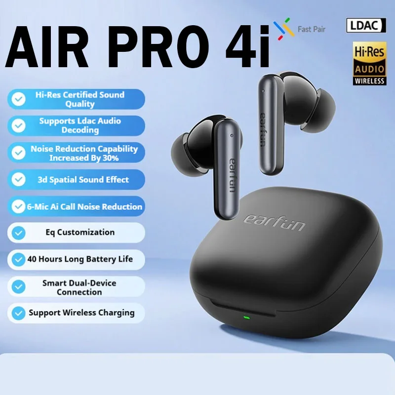 سماعة أذن لاسلكية EarFun Air Pro 4i مع 6 ميكروفونات للحد من الضوضاء النشطة وعمر بطارية طويل وصوت مكحلي ثلاثي الأبعاد سماعات أذن رياضية مخصصة #1