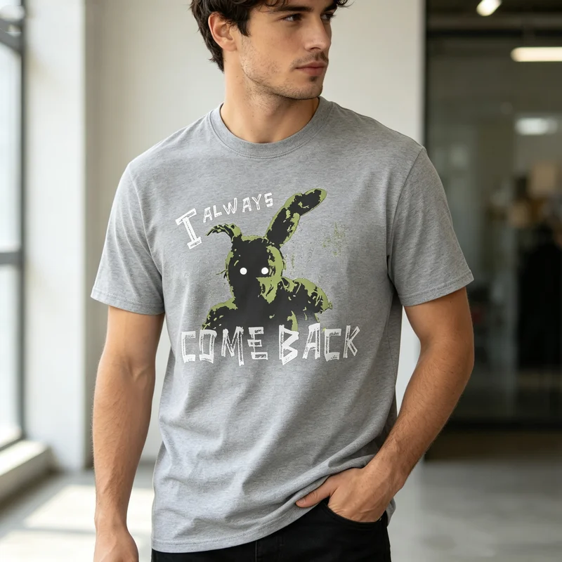 Vintage FNAF  Horror Rabbit Monster T Shirt  Five Nights Tee Casual Streetwear Cotton Short Sleeve Tops Y2k Top Harajuku
