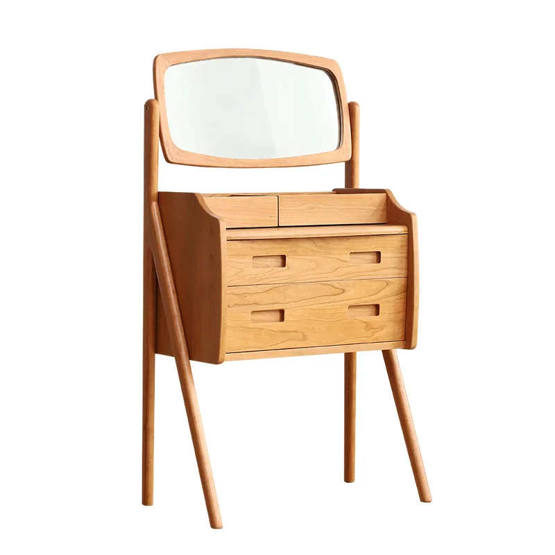 Nordic solid wood A foot dresser cherry wood small apartment modern simple Japanese bedroom Internet celebrity makeup table