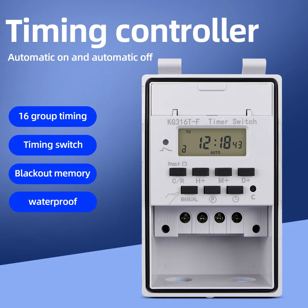 30A stoper cyfrowy przełączniki przekaźnika 168 godzin tygodniowo 7 dni programowalny Timer sterowanie AC 220V KG316T z wodoodporne pudełko na