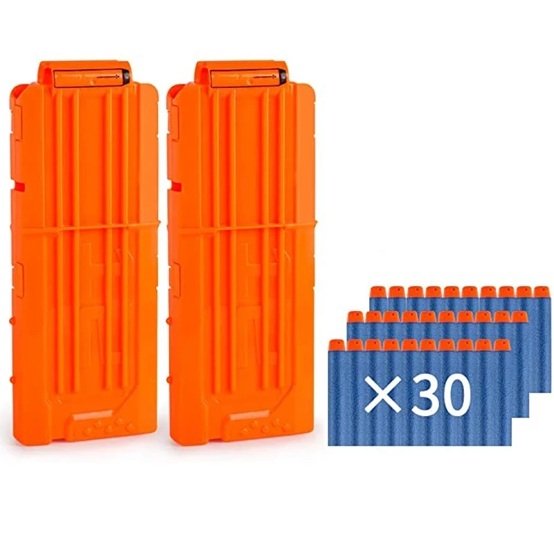 

Orange Flip Magazine Upgrade Kit, 2 Pack 12-Dart Quick Reload Clip With 30pcs Refill Bullets For Nerf N-Strike Elite Series