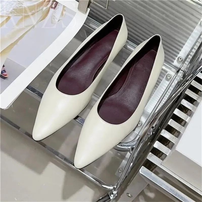 

Summer New Fashion Pointed Toe Genuine Leather Woman Shoes Sexy Low Heels Shallow Mouth Concise Casual Single Shoes Women 2024