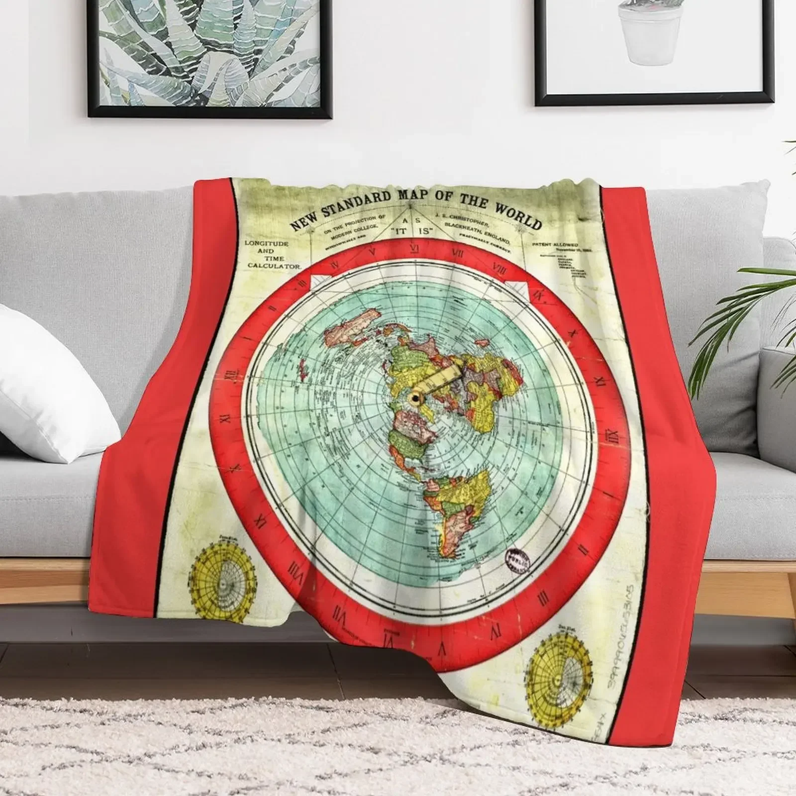 Gleason 1892 Flat Earth Map | Research Flat Earth Throw Blanket blankets and throws halloween heavy to sleep Plush Blankets