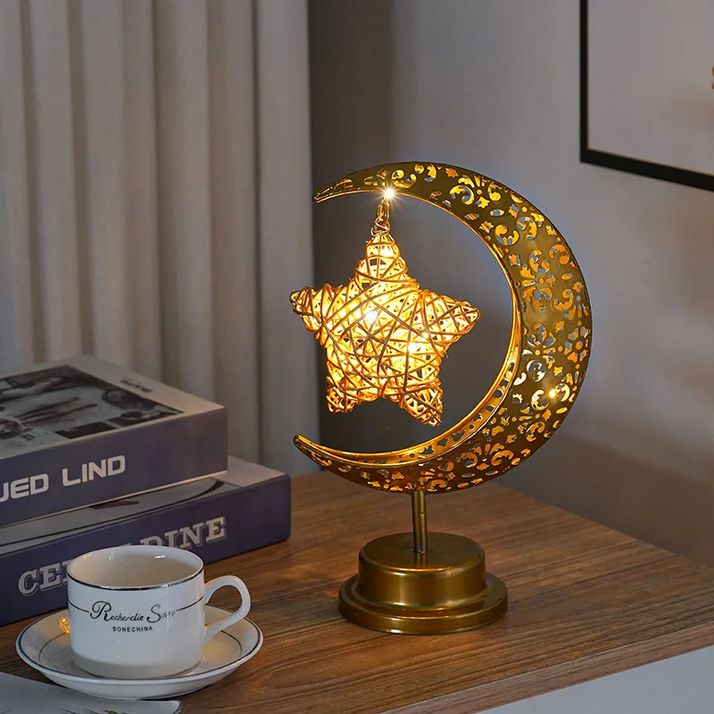 Ramadan Desk Lamp Led Moon Lamp Decoration for Home Metal Ramadan Kareem Light Decoration Eid Mubarak Muslim Eid Al Adha Gifts